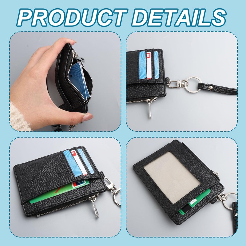 DXLing Leather Mini Wallet Credit Card Holder for Men, Card
