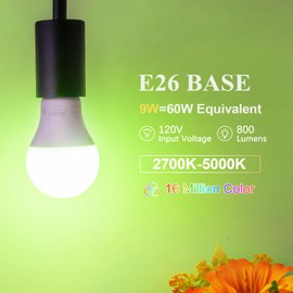 DiCUNO Smart Light Bulbs, Wi-Fi Bluetooth LED Lights, Multi Colors Changing Bulb RGBCW Dimmable, Works with Alexa, Google Home Assistant, No Hub Required, A19 E26 9W 800LM 2.4Ghz only, 2 Pack