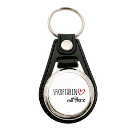 huuraa Secretary Key Fob with Heart Pendant with Motif for the Greatest People Gift Idea for Friends and Family, Metal with faux leather