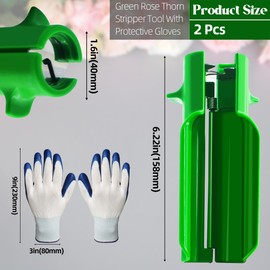 PokShow 2Pcs Green Rose Thorn Stripper Tool,Thorn Remover for Roses with Protective Garden Gloves,Thorn Stripper to Removal Leaf for Home Flower Shop Gardening Floral Arrangement,DIY