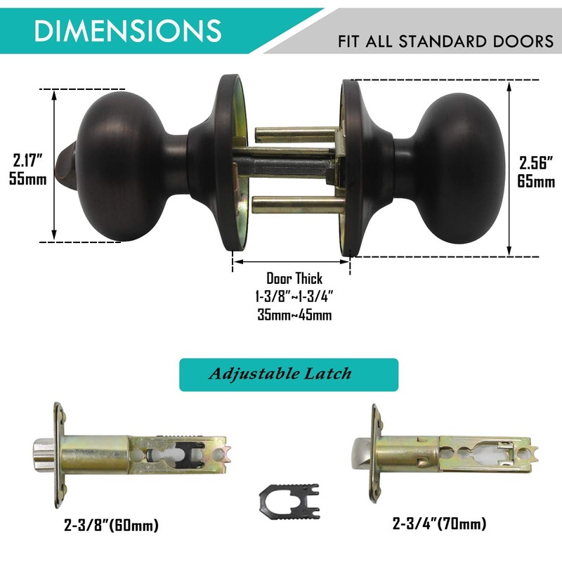 Brotima 6 Pack Privacy Door Knob, Keyless Oil Rubbed Bronze