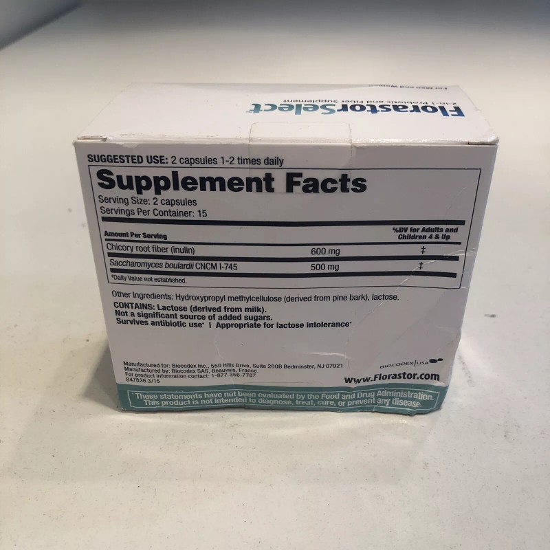 Florastor Select Daily Probiotic and Prebiotic Supplement 30 Veg Caps