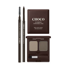 skin food 초코 아이브로우 파우더케익 + 슬림펜슬 SET 2호 그레이브라운 3호 내추럴브라운