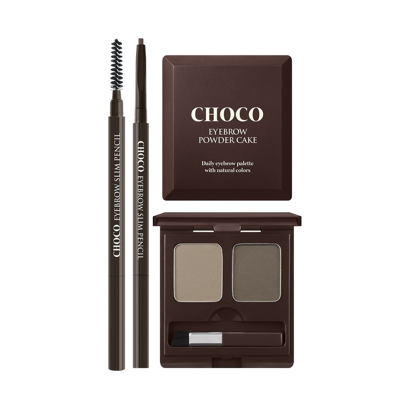 skin food 초코 아이브로우 파우더케익 + 슬림펜슬 SET 2호 그레이브라운