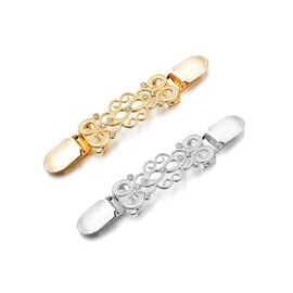 Ycnpeatt Vintage Dual-Tone Waist Cinch Clips Set - Gold & Platinum Rustproof Alloy for Dresses/Cardigans/Office/Weddings - Adjustable Elastic Retro Waist Clips with Gift Pouch