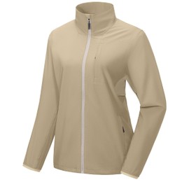 Little Donkey Andy Women's Running Woven Jacket Lightweight Breathable Windproof UPF50+ Shirt for Hiking Golf Khaki S