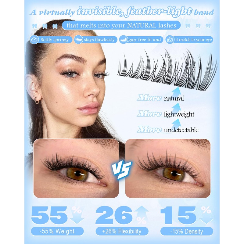 Natural Lash Clusters Wispy Eyelash Clusters 8-14mm Natural Bunny Cluster