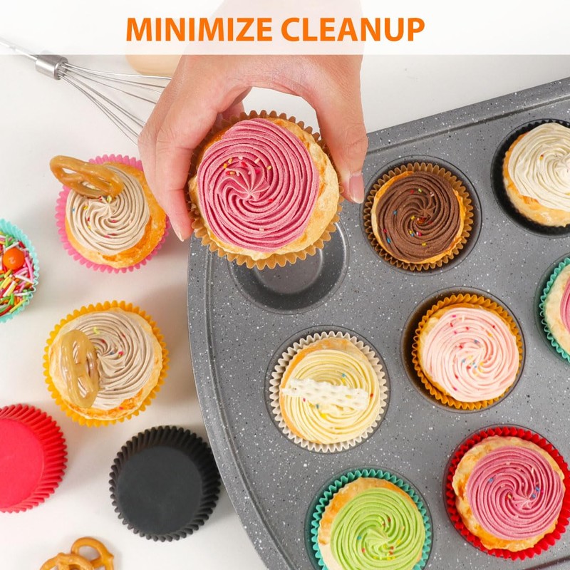 Standard Natural Cupcake Liners for Baking 200 Counts - Caperci