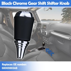 Osompar Automatic Transmission Shift Knob Compatible with Jeep Wrangler 2011-2018 Replaces 68069865AB Gear Shift Handle Knob Chrome Accessories