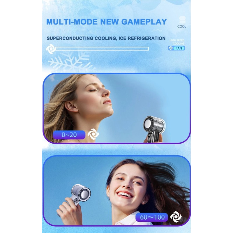FAN-X05 Handheld Portable Fan With Ice Cooler Speed (1-100) 3000mAh