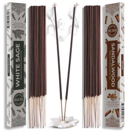 Trumiri Incense Sticks - Combo Pack of 40 Insence-Sticks - 20 White Sage + 20 Sandalwood - Insenses - Insents - Incents - Inscense - Incence - Incienso - All Natural Incense Sticks
