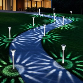 Mini Solar Lights Outdoor 16 Pack Waterproof Upgraded Bright LED Solar Garden Pathway Lights Stainless Steel Solar Powered Landscape Lighting Decor for Outside Yard Lawn Walkway Patio-Cool White