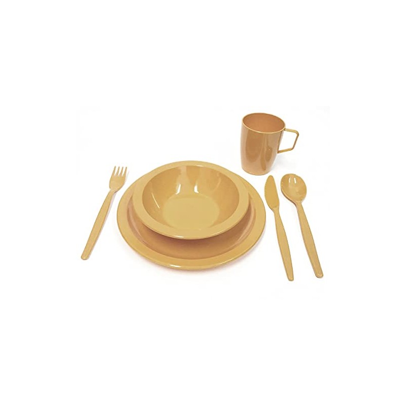 Camping Honey Yellow Tableware Set - Plate, Bowl, Beaker and