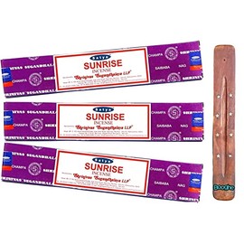 Satya Nag Champa Incense Sticks | x3 pack | with Booghe incense sticks holder (Sunrise)