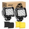 Nilight LED Light Pod with Amber/Black Covers 2PCS 18W 1260LM