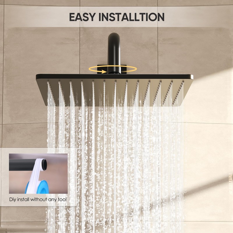 Gabrylly 10" Rain Shower Head, Rainfall Ceiling Mount Shower Head,