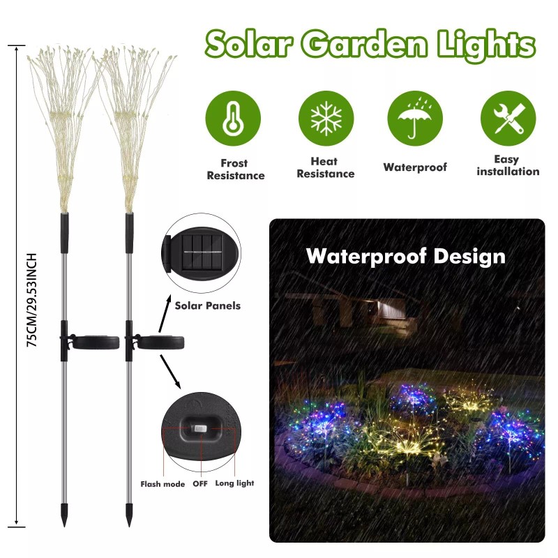 Anordsem Solar Lights Outdoor Garden Decor Waterproof 2 Pack, Solar