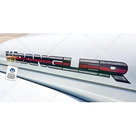 Decal Mods Wrangler Hood Graphic Decals Stickers fits Jeep Wrangler JK & JL (2007-2023) Black & White Flag Thin Red Line No Stars Black Outline (Set of 2) | FJ6V7