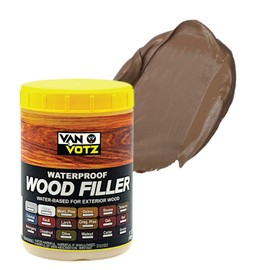 VAN VOTZ Waterproof Wood Filler [17oz, Chestnut] - Exterior Grade Wood Repair in 18 Paintable and Stainable Colors. Strong Adhesion and Durability in All Weather Conditions.