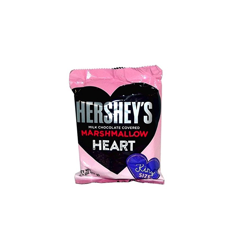 HERSHEY'S Milk Chocolate Covered Marshmallow King Size Heart Candy, Valentine's