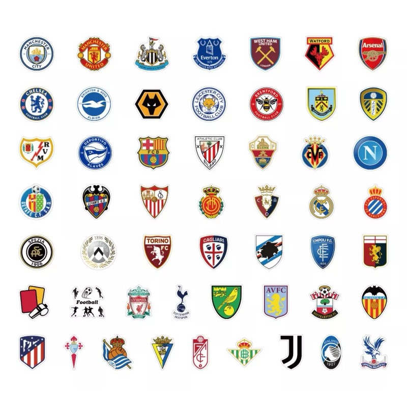 Melody Equipos Futbol Europa 50 Calcomanias Sticker Pvc Contra Agua