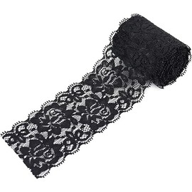 2.4inch (6cm) x 10 Yards Black Lace Ribbon,Sewing Lace Trim, Elastic Stretchy Lace Fabric,Perfect for Crafting,Sewing Making,Gift Wrapping and Bridal Wedding Decorations