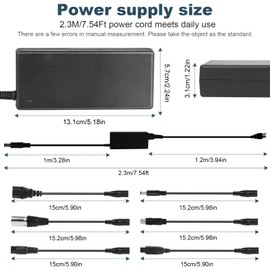 42V 2A Electric Scooter Charger Universal Replacement with 7 Plugs, Compatible with GOTRAX/Jetson/Voyage Charger for 36V 10S Li-ion Battery.