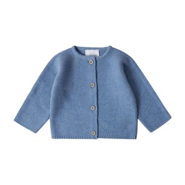 Stellou & friends Cardigan for Baby and Toddler with Buttons in Wood Look, Girls and Boys, High-Quality Clothing Made of 100% Cotton, Perfect for Autumn and Winter, Oeko-Tex Certified, lightblue
