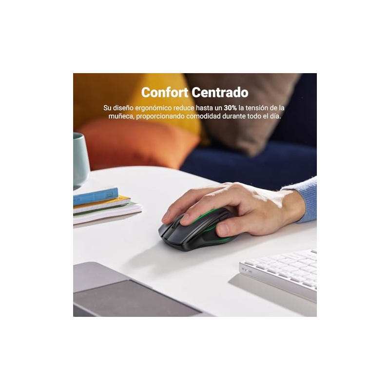 UGREEN Mouse Ergonómico Inalámbrico, 2.4 GHz con Receptor USB