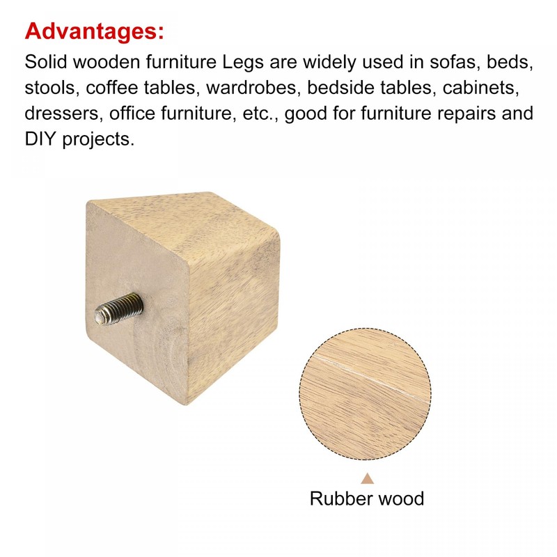 sourcing map Furniture Legs, 2 Inch(50mm) Set of 4 Square