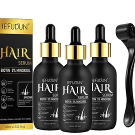 Sefudun 【Hair 】SEFUDUN 5% Μinoxidil Hair Serum 60ml -for Normal Hair - Haircare - Specification: Μinoxidil Hair Serum*3+Hair Roller