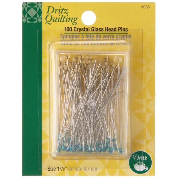 Dritz 3035 Crystal Glass Head Pins, 1-7/8-Inch (100-Count)