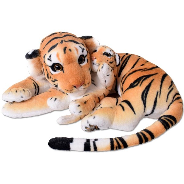 TE-Trend 2-in-1 XL Plush Tiger Baby Predatory Cat Cuddly Toy