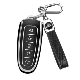 QBUC Ford Key fob Cover,Soft TPU 360°Car Key Case Protector with Keychain Compatible with Ford C-Max Edge Escape Expedition Explorer Flex Focus Taurus Lincoln MKS MKT MKX Navigator Accessories (Black)