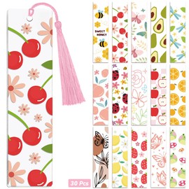 Peacoblue 30pcs UV DTF Bookmarks Wraps Stickers Fruit for Women Men Reading, Waterproof Bookmarkers Decal(No Blank Bookmarks) for Acrylic Plastic Metal Blank Bookmark