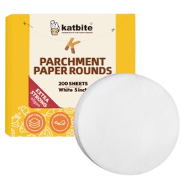 Katbite 200Pcs 5 Inch Parchment Paper Rounds, Extra Strong Heavy Duty & Non-stick for Patty Separating, Freezing, Springform Cake Tin, Toaster Oven, Tortilla Press