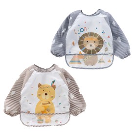 OUDQFCJ 2 x Waterproof Baby Bibs Sleeve Bibs Washable Bib Moisture Protection, multicoloured