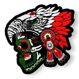 Mexican Aztec Skull Magnet for Car Fridge Locker - 5" Mexican Flag Mexico Magnet