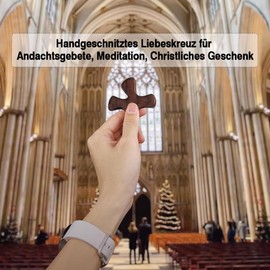 Carved Wooden Cross, Small Cross Crucifix, Worry Stone Wooden Cross, Portable Prayer Cross, Gift Items, Hand Carved Love Cross for Devotional Prayers, Meditation, Christian Gift