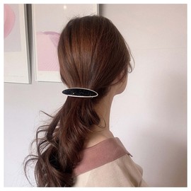 Dervivea French Black Hairclip Barrette Oval Resin Hair Barrette Clip Minimalist Ponytail Holder Hair Clip Large Oval Hair Clips Decorative Hair Accessories for Women and Girls Headdress