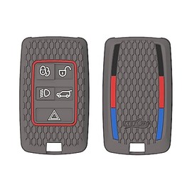 KEYCARE Silicone Key Cover fit for Range Rover : Sport, Evoque, Velar, Discovery, Defender (2018, 2019, 2020, 2021) 5 Button Smart Key (Grey)