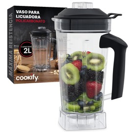 Cookify Vaso de Policarbonato con 6 Cuchillas Acero Inoxidable para Licuadora Profesional 2 Lts PB004, Mango Antideslizante                           