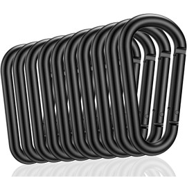 pullther Pack of 10 Aluminium Carabiner Hooks, 75 mm / 2.95 Inch Carabiner Hook, Large, Corrosion-Resistant D-Ring Carabiner Key Ring for Outdoor Sports, Hik
