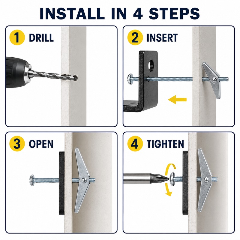 Heavy-Duty Toggle Bolt & Wing Nut Kit for Hollow Walls,