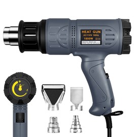 SEEKONE Industrial Heat Gun 1800W 122℉-1202℉(50℃-650℃) Variable Temperature Control with 2 Temp-settings, Overheat Protection, 4 Nozzle Attachments for Shrinking PVC, Bending Pipe, Removing Paint
