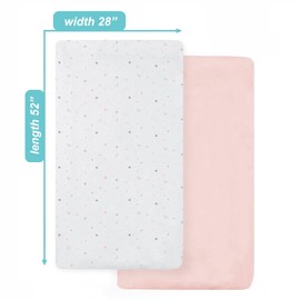 American Baby Company 2 Pack Printed 100% Cotton Jersey Knit Fitted Crib Sheet for Standard Crib and Toddler Mattresses, Pink Stars and Blush, for Girls