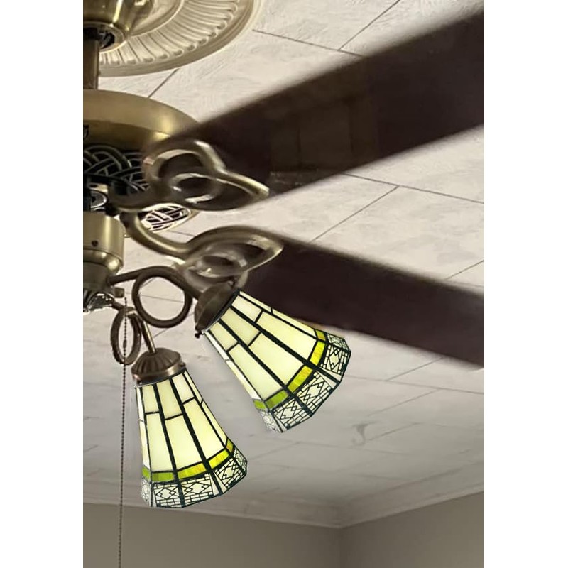 HUIMEIJU Tiffany lampshade replacement. (Off-white) Replacement of fan lamp cover,