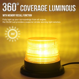 OPP ULITE Amber Strobe Beacon Light Emergency Magnetic 7 Flashing Mode 30W 12V-24V Strobe Flashing Lights for Vehicle Forklift Truck Tractor Golf Carts UTV Car Bus (WL-820 CA)