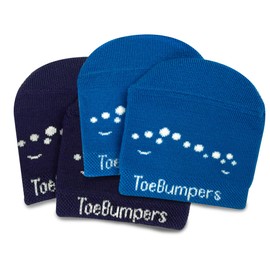 Toe Bumpers Seamless Toe Socks for Men Soft, Breathable, and Cushioned for Protection - Perfect Toe Cover Socks for Blisters While Running, Playing, and Hiking -2 Pair Ocean Blue, Dark Blue