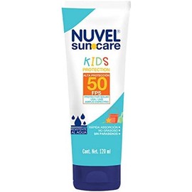Nuvel SunCare Protector Solar Kids para Cara y Cuerpo, 50 FPS con Amplio Espectro, Resistente al Agua  SunCare Protector Solar para Cara y Cuerpo, 50